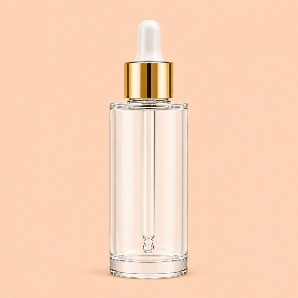 30ml clear dropper bottle with gold and white cap.18mm