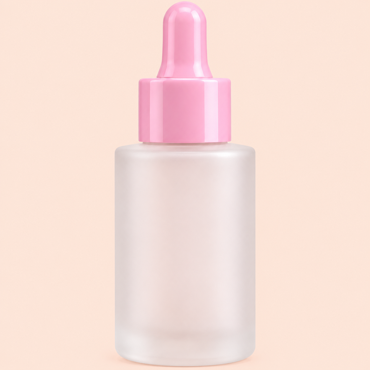 30ml glass dropper bottle.Frosted with pink Cap