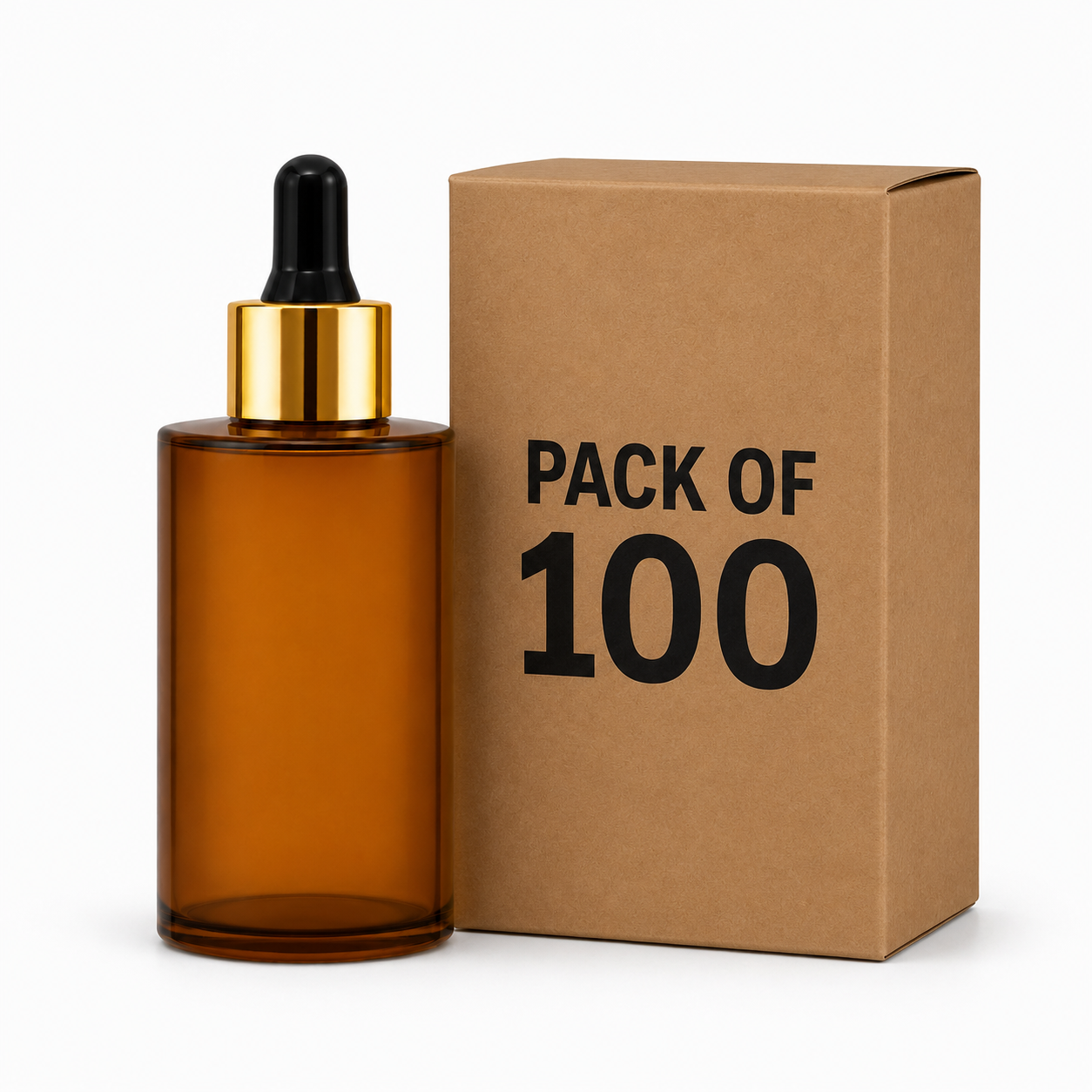 30ml amber bottle gold and black cap.Pack of 100