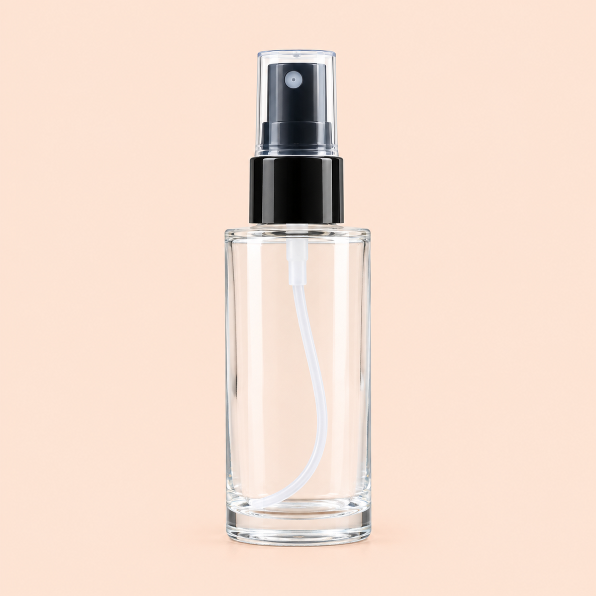 50ml clear glass mist bottle | Complete with black spray cap| 20mm neck
