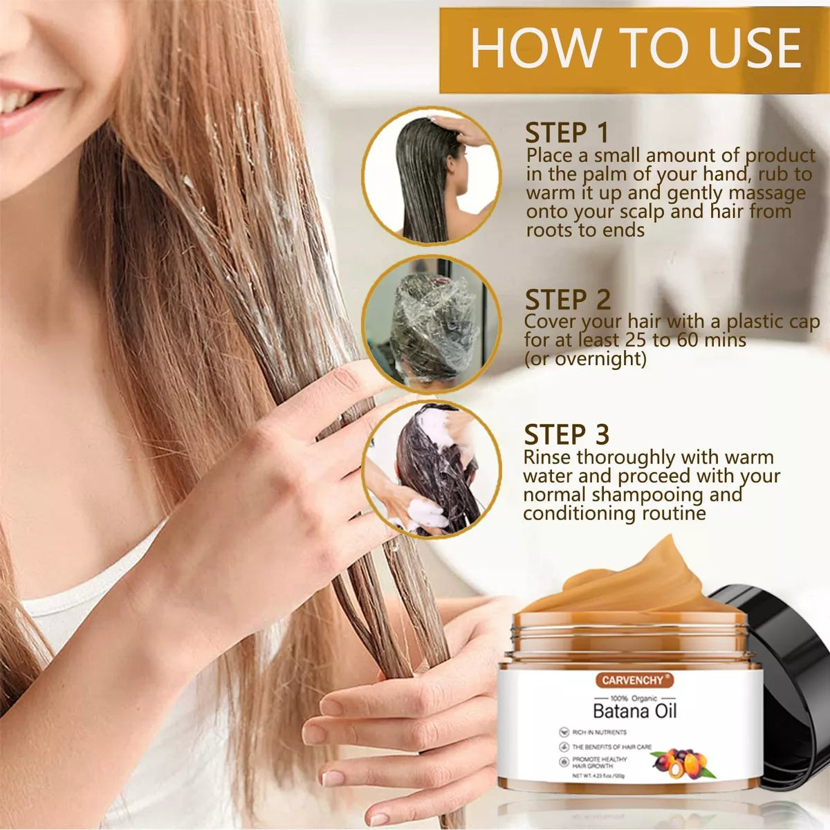 Carvenchy Batana Oil for Hair Growth, 100% Organic -120g