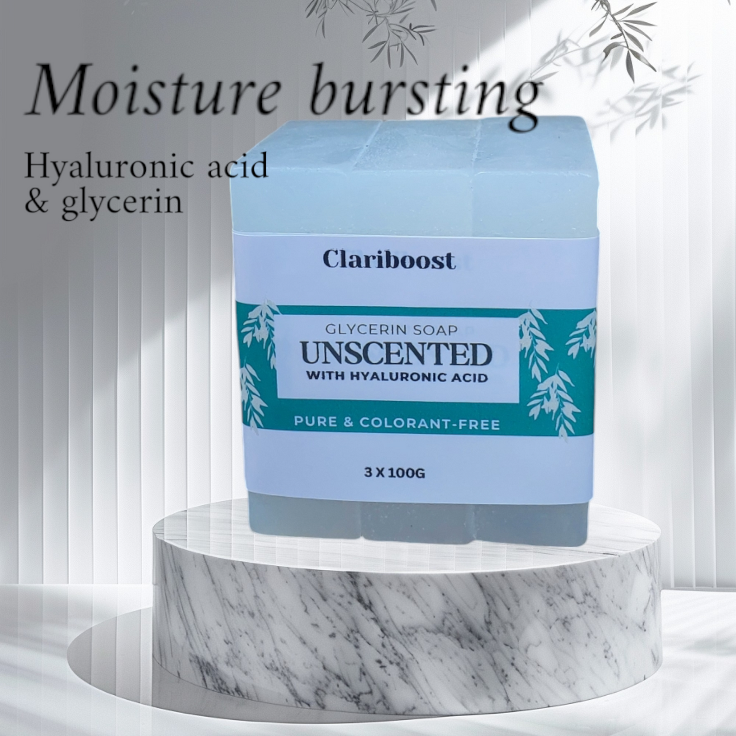 Clariboost unscented glycerin soap-3 X 100g