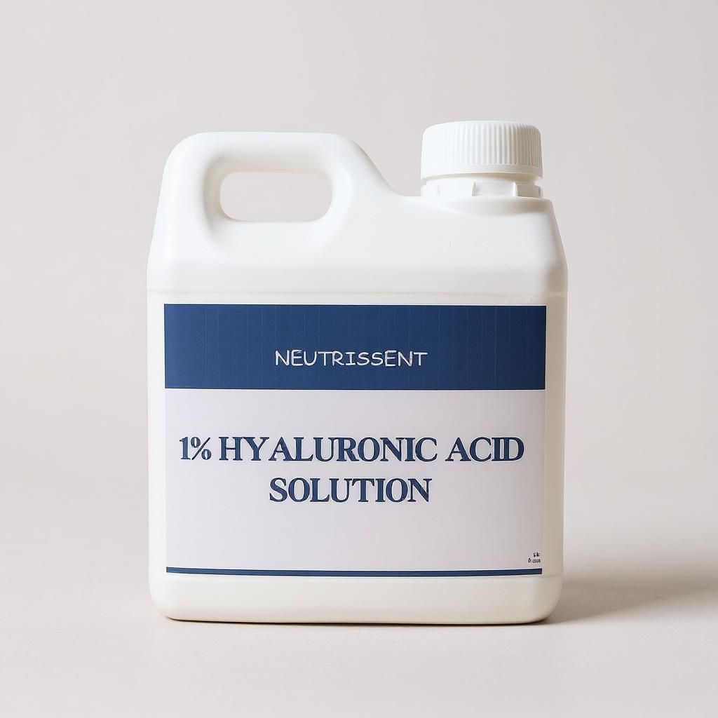 Neutrissent 1% Hyaluronic Acid Solution bottle on a light gray background