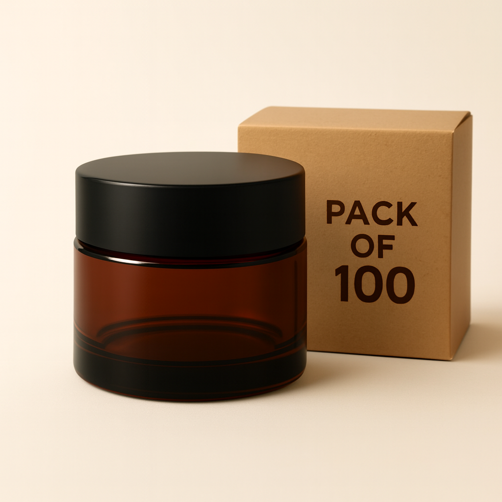 50g amber glass jar with black lid and shive | Cosmetic Jar |