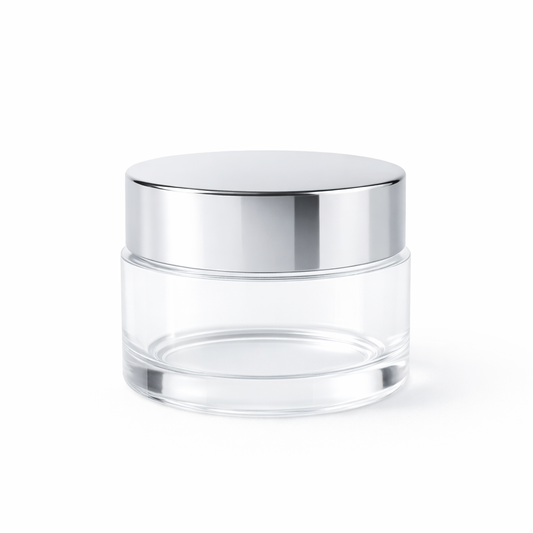 clear glass jar with silver lid