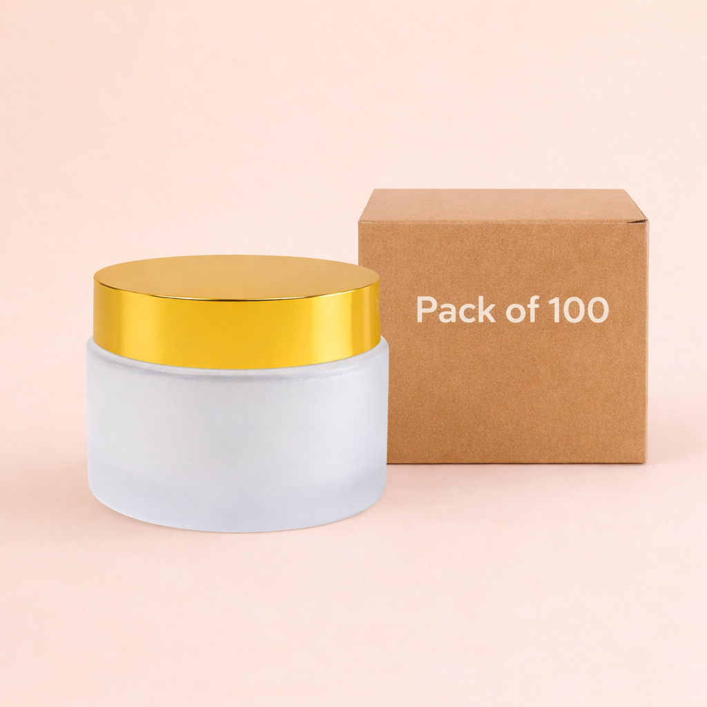 frosted glass jar with gold lid.Pack of 100