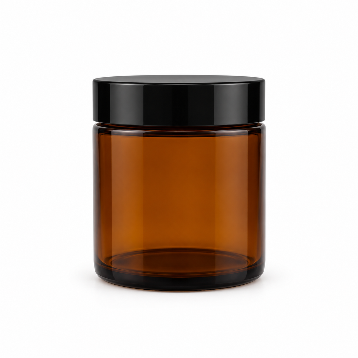 100g amber glass jar with black lid