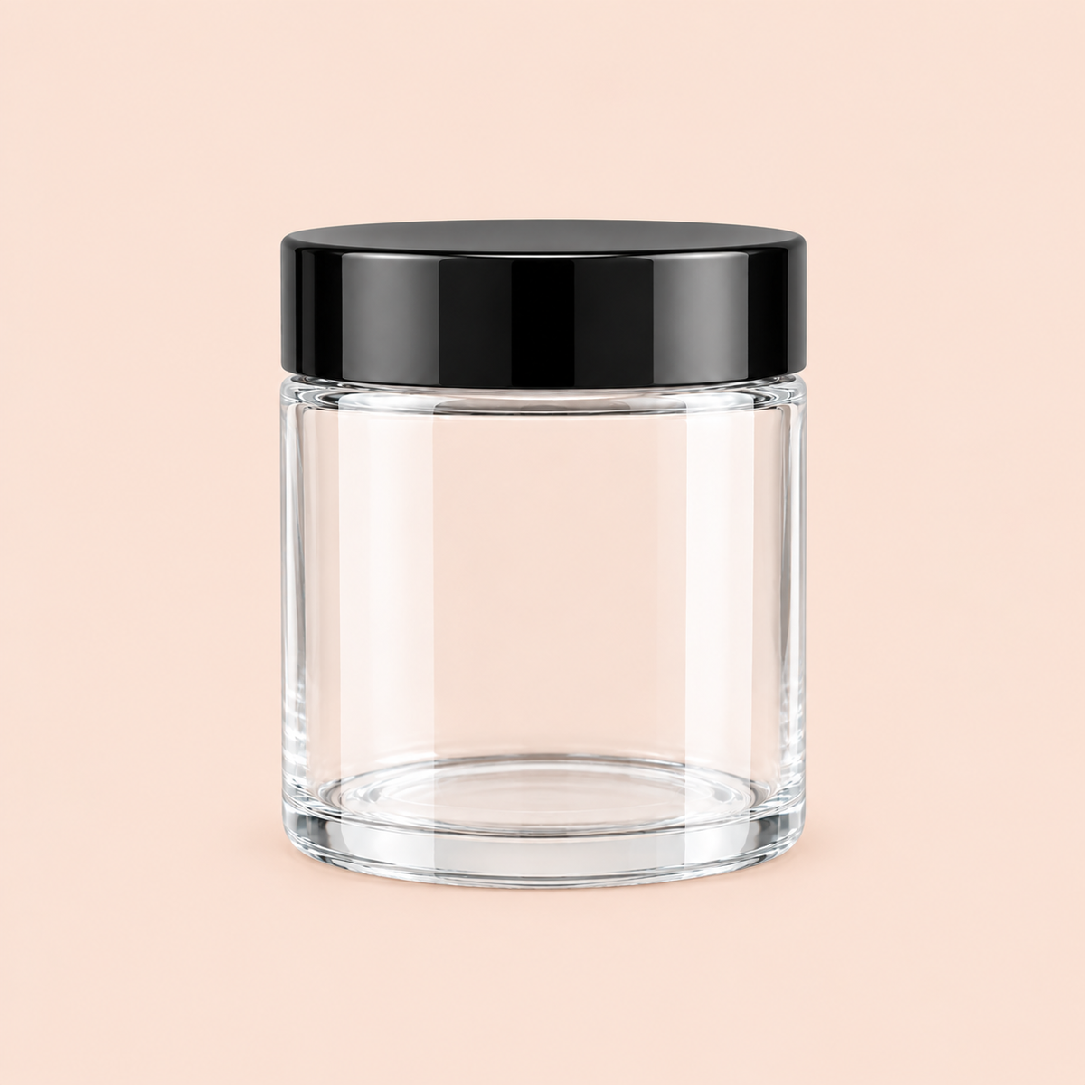 100g clear glass jar with black lid
