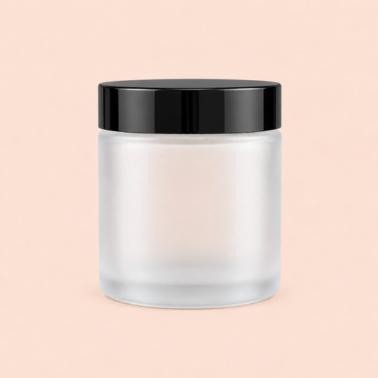 100g frosted jar with black lid