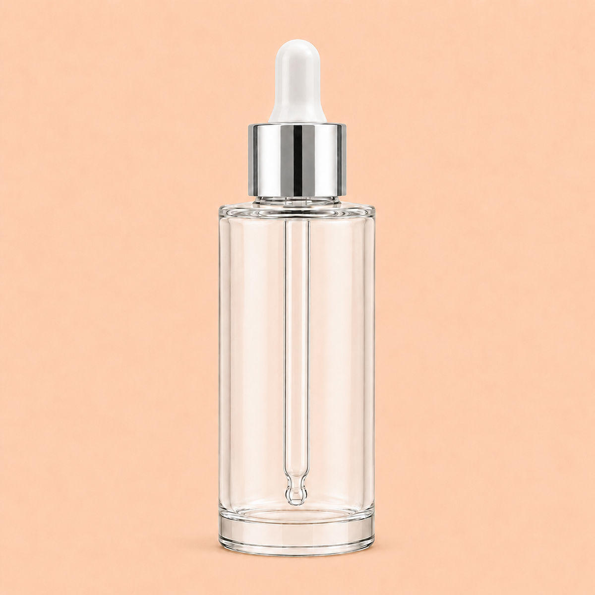 30ml clear dropper bottle with silver cap.18mm.Flat shoulder
