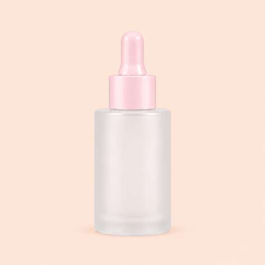 30ml frosted dropper bottle with pink cap