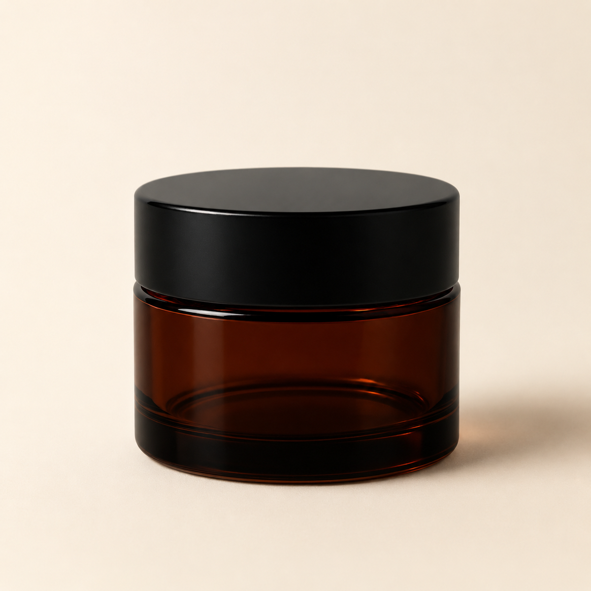 50g amber glass jar with black lid
