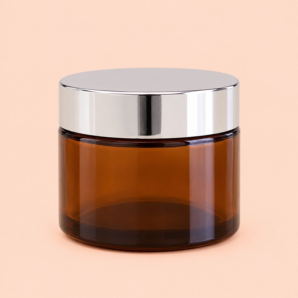 50g amber glass jar with shiny silver lid