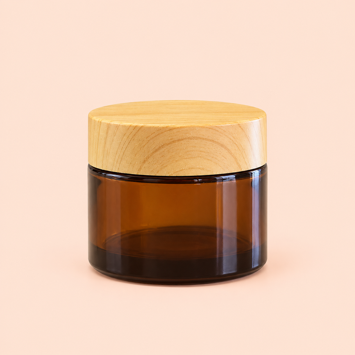 50g amber jar with bamboo style lid