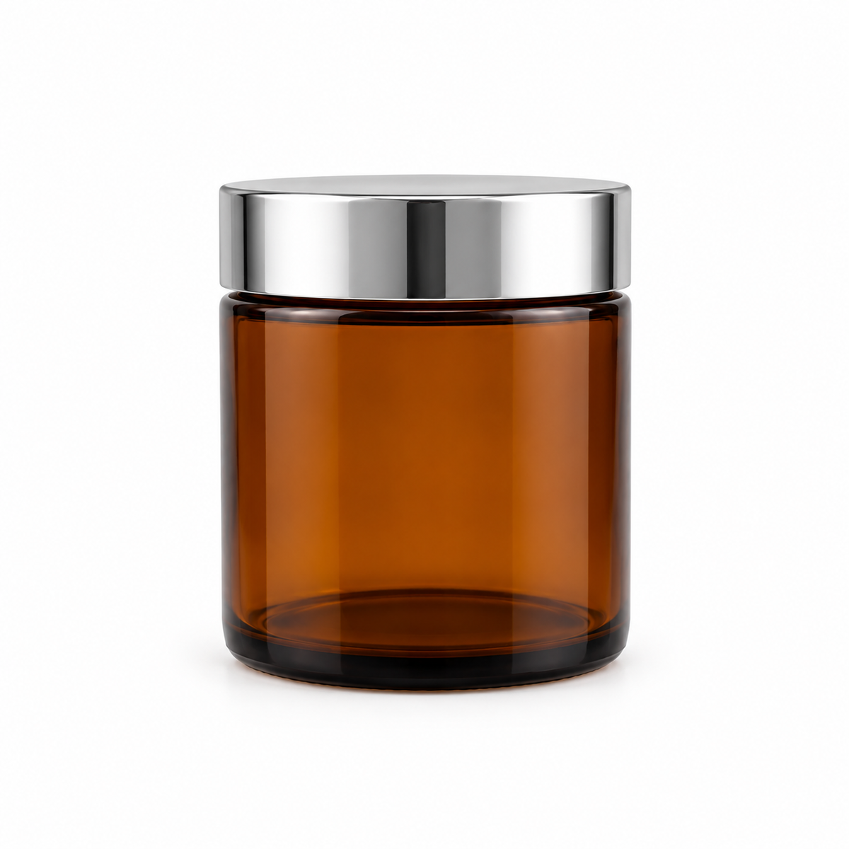 100g amber glass jar with silver lid