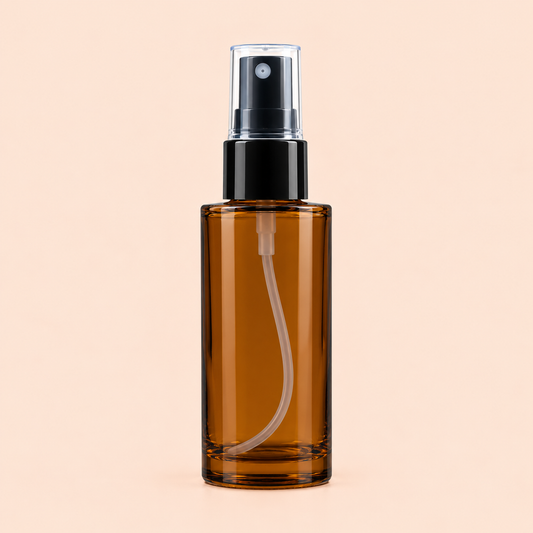 50ml amber glass mist bottle | Complete with black spray cap| 20mm neck