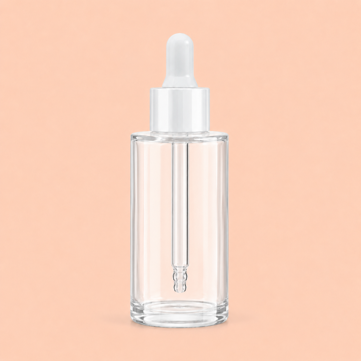 50ml Clear Glass Dropper Bottle  With White Pipette | Flat Shoulder-20mm |