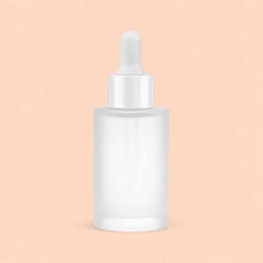 30ml frosted dropper bottle with white cap