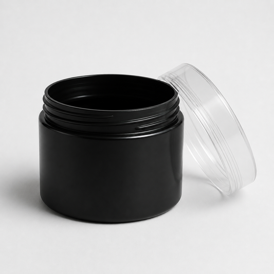 125g black cosmetic jar with natural lid