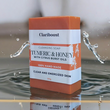 Load image into Gallery viewer, Clariboost turmeric and honey soap-150g
