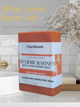 Load image into Gallery viewer, Clariboost turmeric and honey soap-150g
