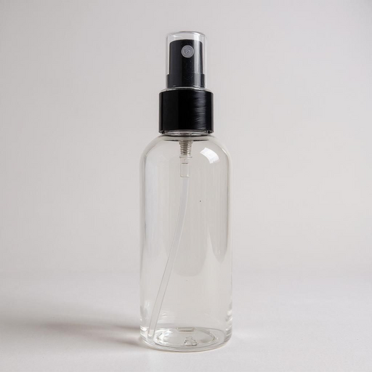 Empty spray bottle with black spray pump