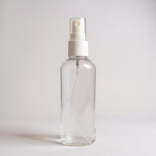 Empty spray bottle with white spray pump