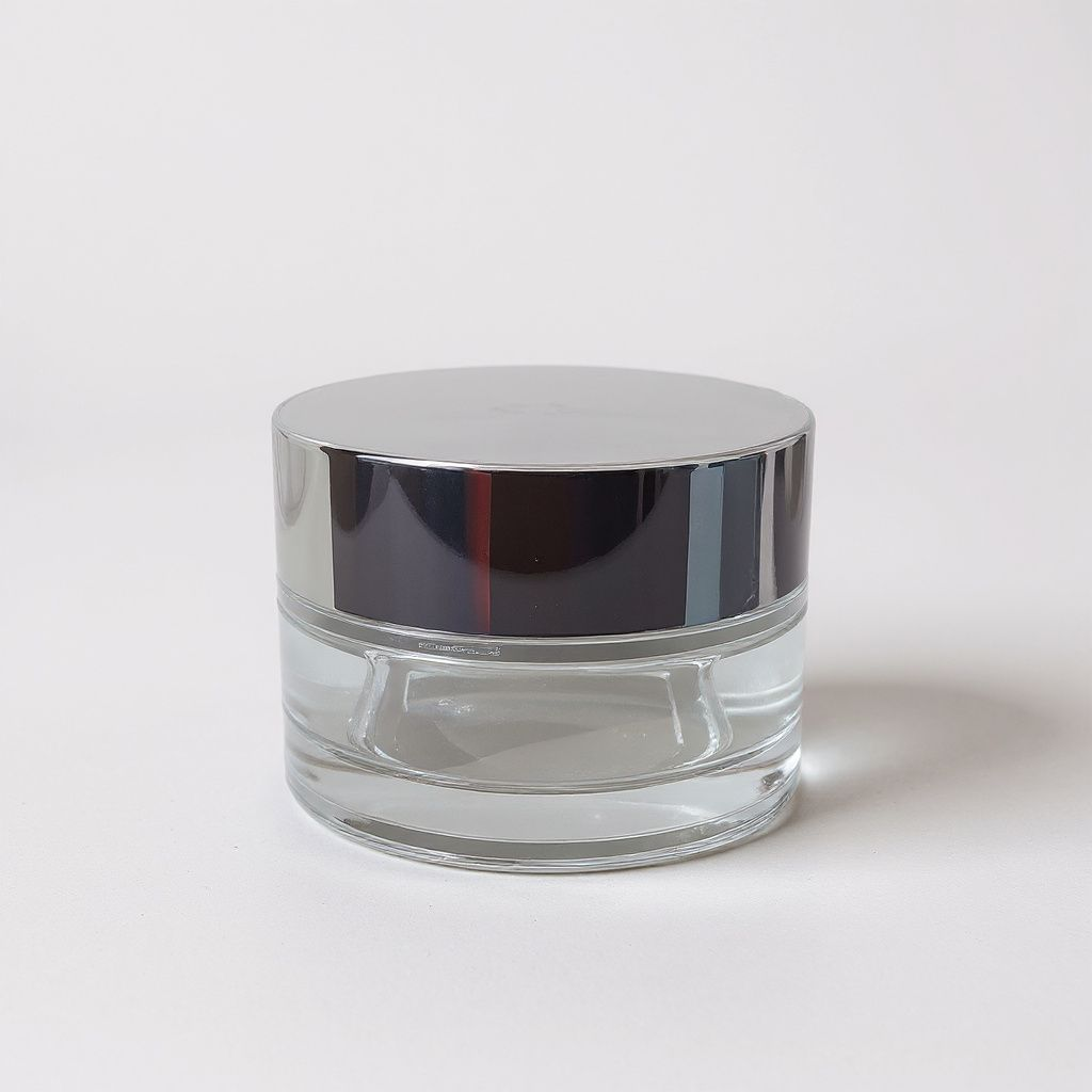50g Clear glass jar with silver lid