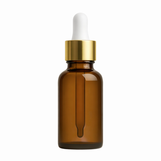 Amber glass dropper bottle with gold cap.50ml.