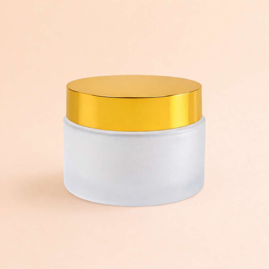 50g frosted glass jar with gold lid