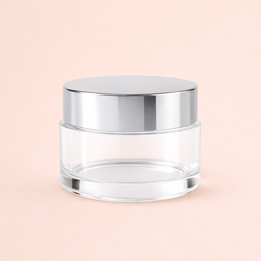 50g clear glass jar with silver lid