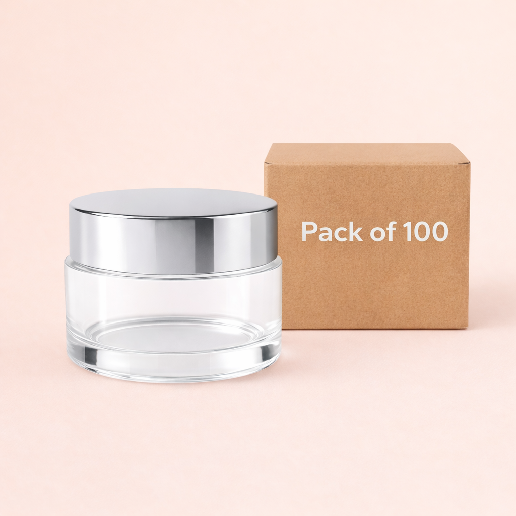 clear glass jar with silver lid.Pack of 100