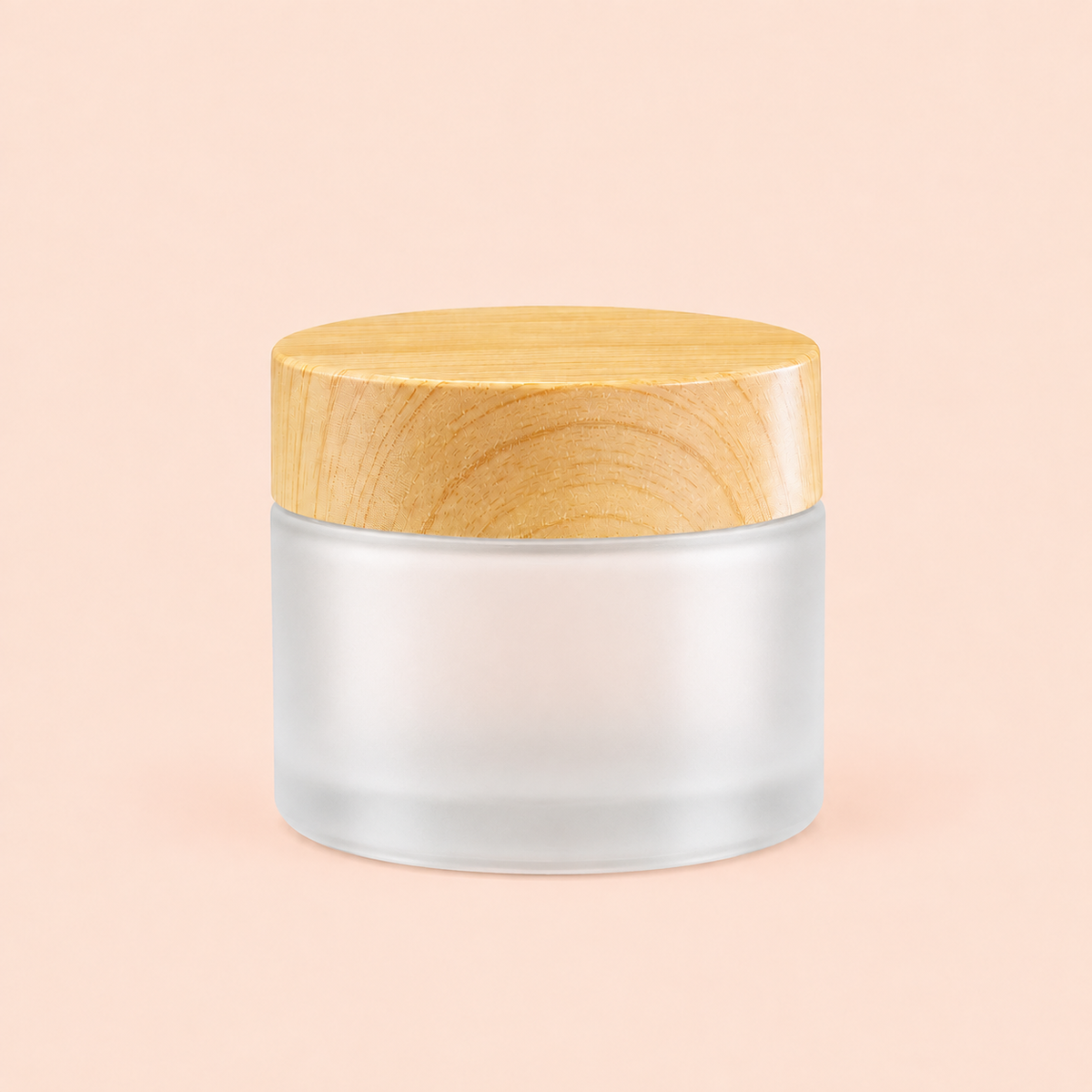 frosted jar with bamboo style lid.50ml