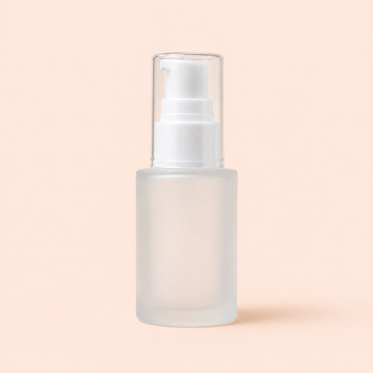 frosted glass bottle with serum pump.30ml