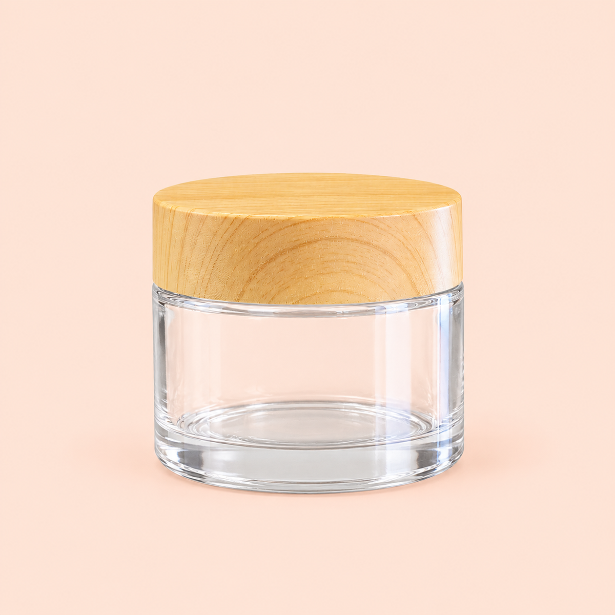 50g clear jar with bamboo style lid.