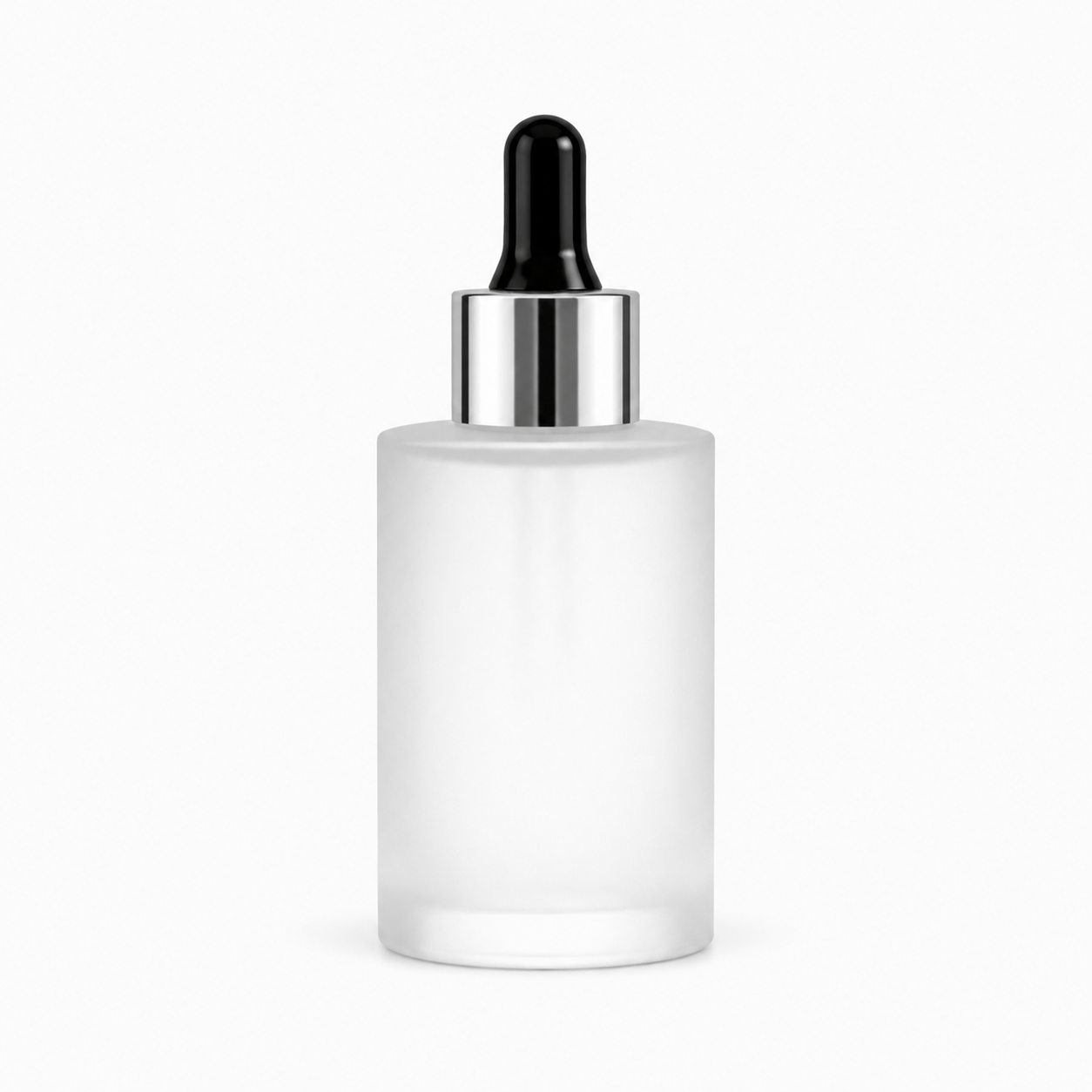frosted dropper bottle with black and white cap.30ml