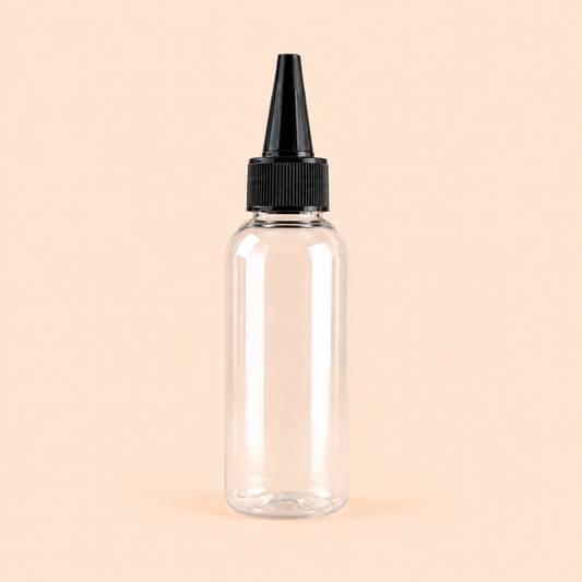 clear boston bottle with black spout cap.100ml